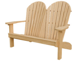 Wood Adirondack Love Seat Unstained Front Right.