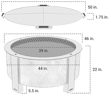 Breeo X42 Fire Pit Dimensions Diagram.