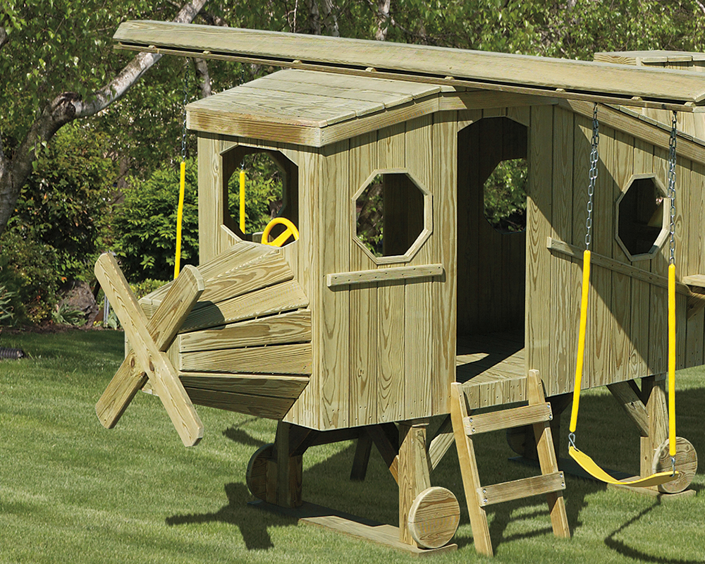 Quality Hillside Wooden Airplane Playset, detail shot.