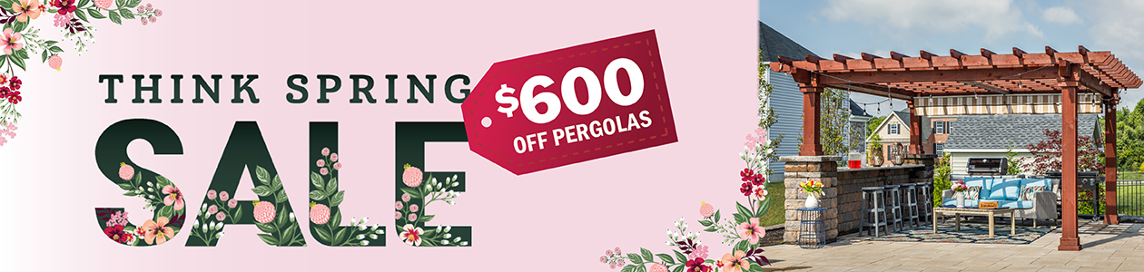 Think Spring $600 off pergola purchase February 1 - 28, 2025.