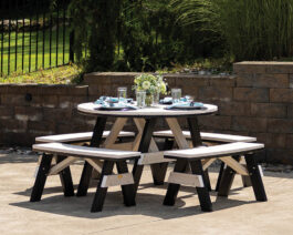 Garden 48 Round Table Set w: 4 Benches.